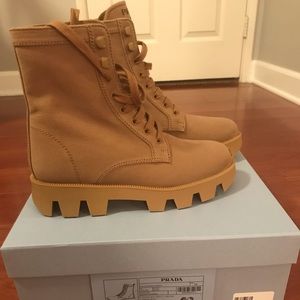 NWT Prada Denim washed combat boots size 39